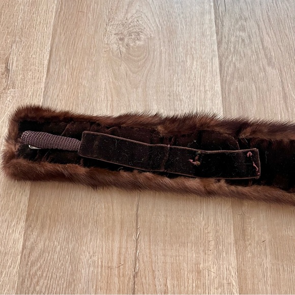 Vintage Real Mink Fur Brown Neck Wrap Scarf Collar Handmade 28” X 3” Excellent - Picture 4 of 6